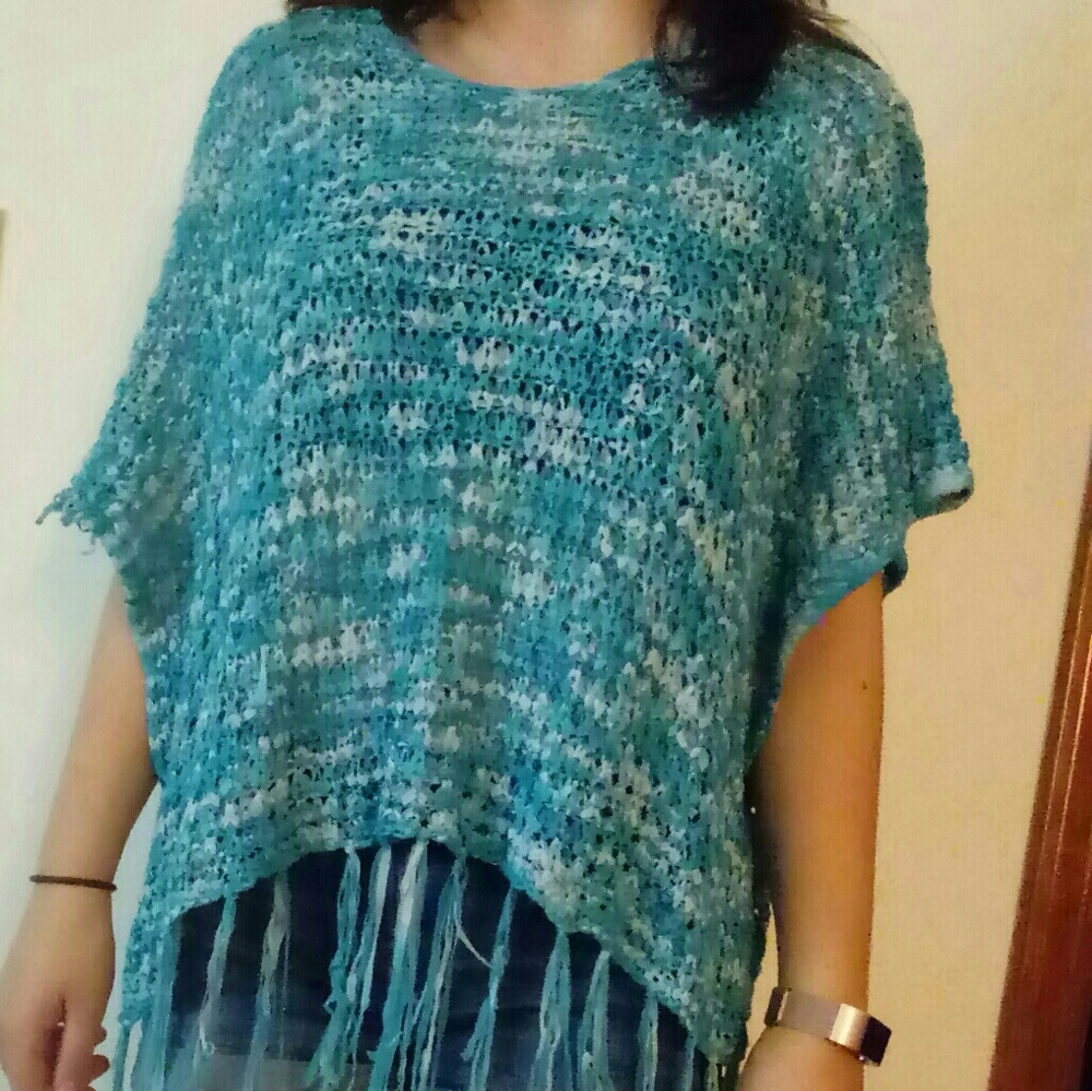 Blue poncho